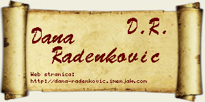 Dana Radenković vizit kartica